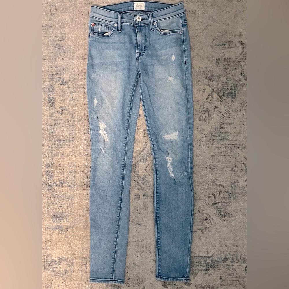 Hudson Nico skinny distressed midrise jeans 24